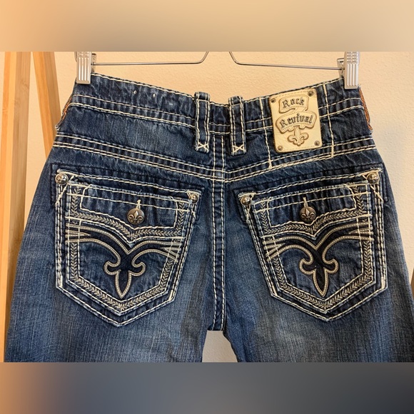 Rock Revival Men’s Bruno Boot Cut 32 Denim Blue Jeans Dark Wash (32x30) - Picture 12 of 15